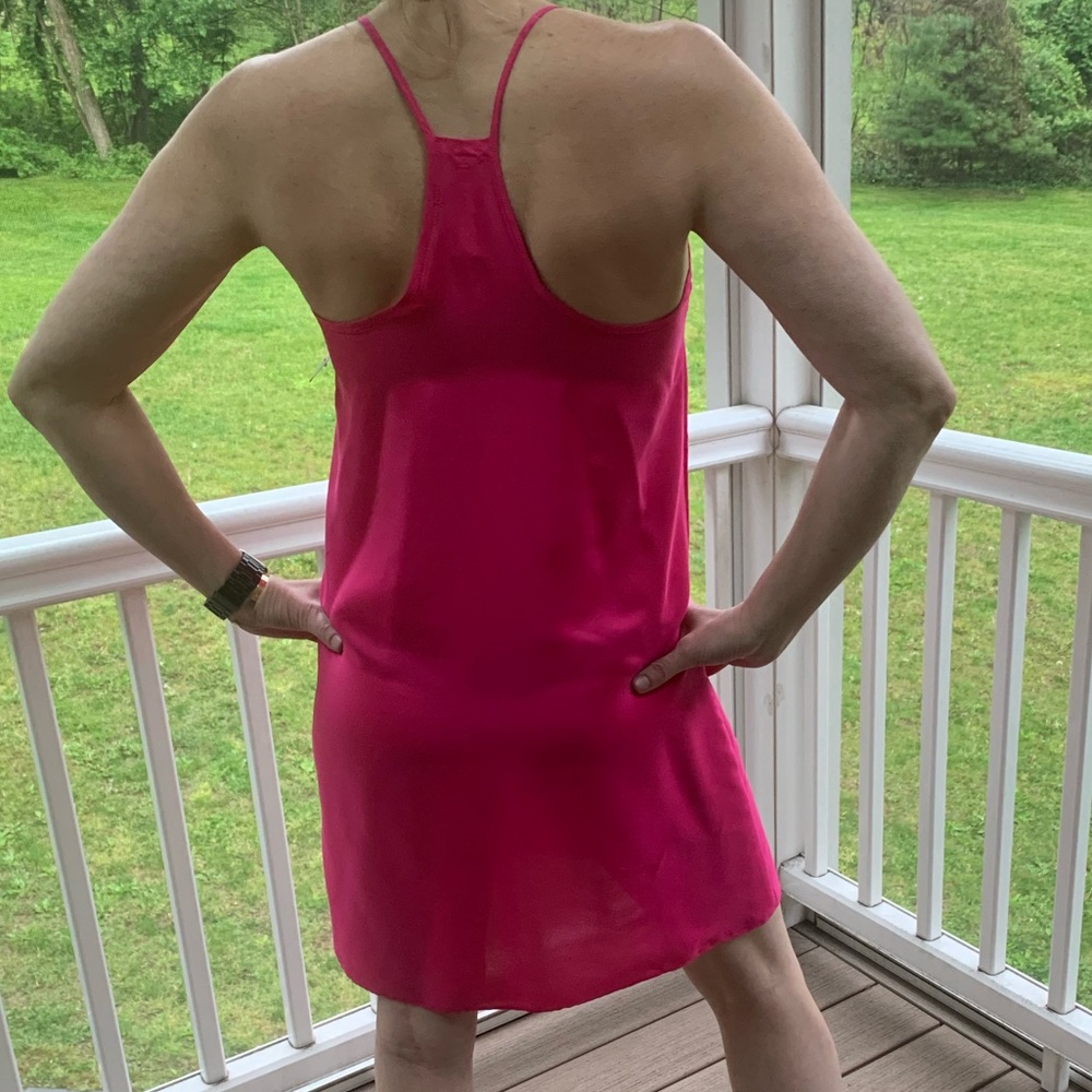 Hot pink dress 100% silk dress - small